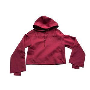 Nike Womens Crop Hoodie Small Burgundy Fringe Western Training Sweatshirt